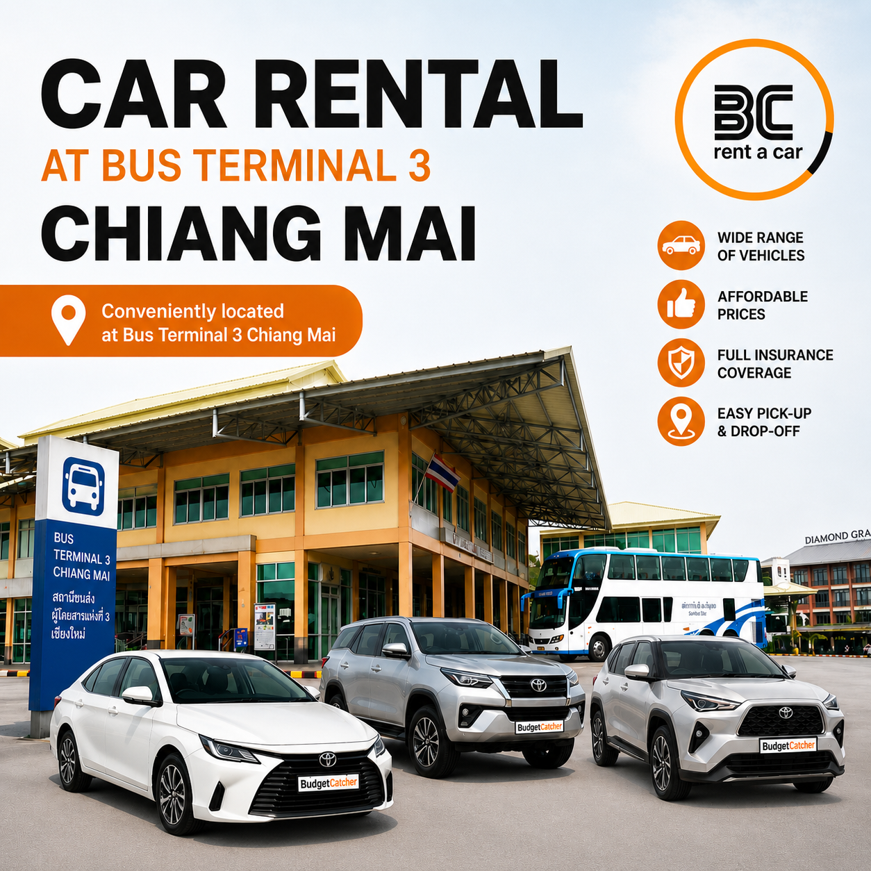 Car rental at Chiang Mai Bus Station