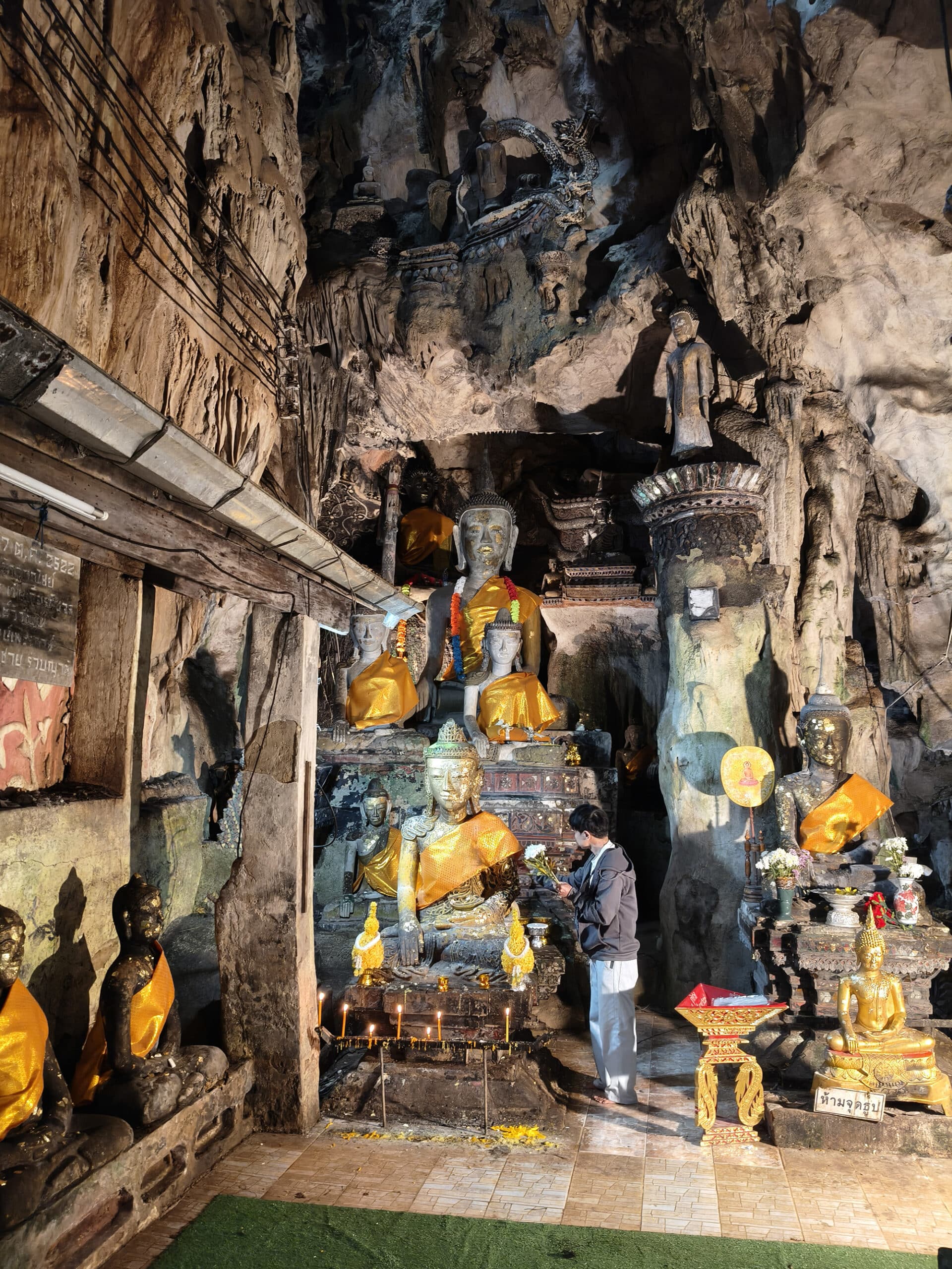 Lantern lighting inside Chiang Dao Cave illuminating rock formations