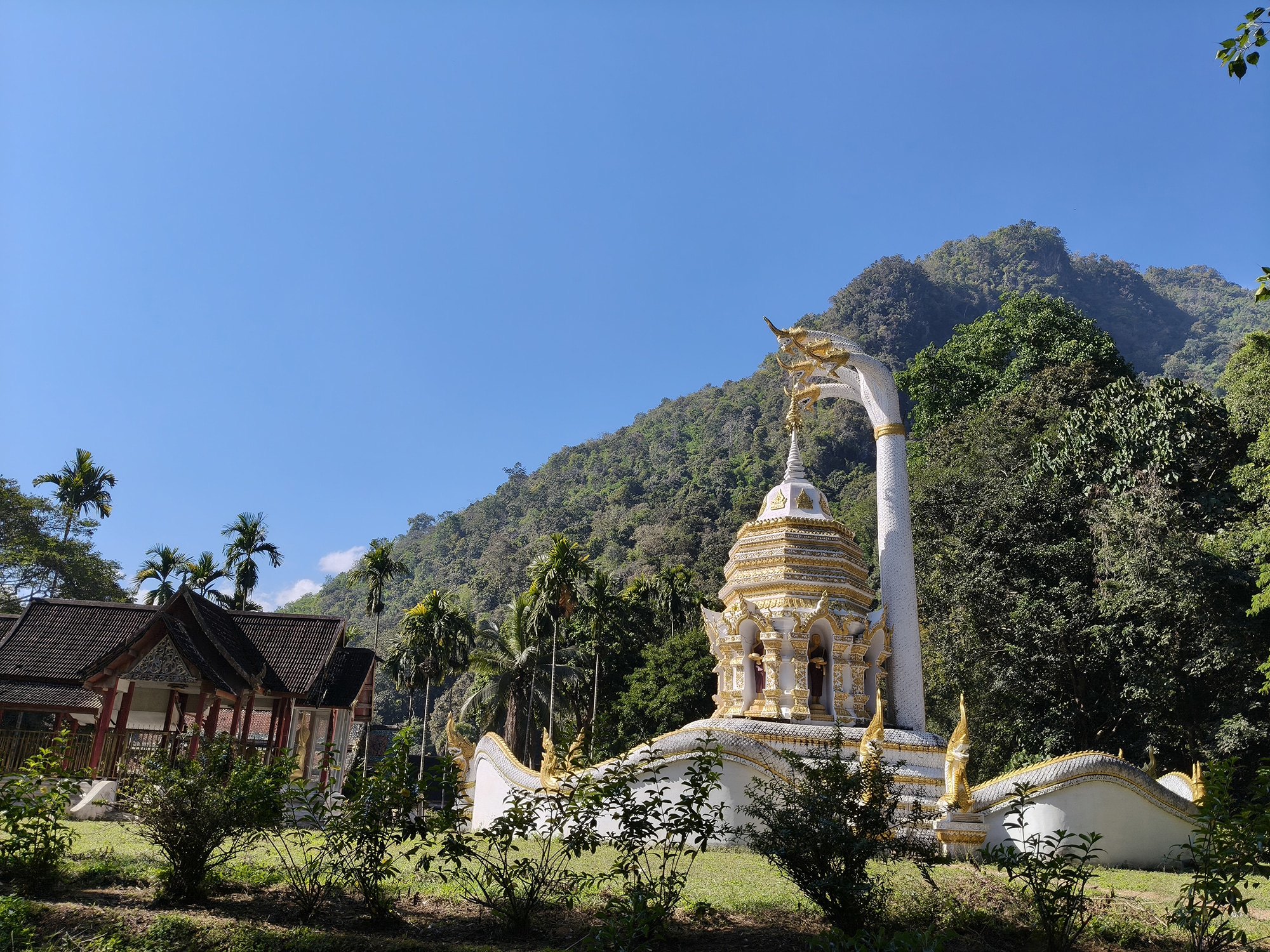Temple buildings at Chiang Dao Cave entrance in northern Thailand
