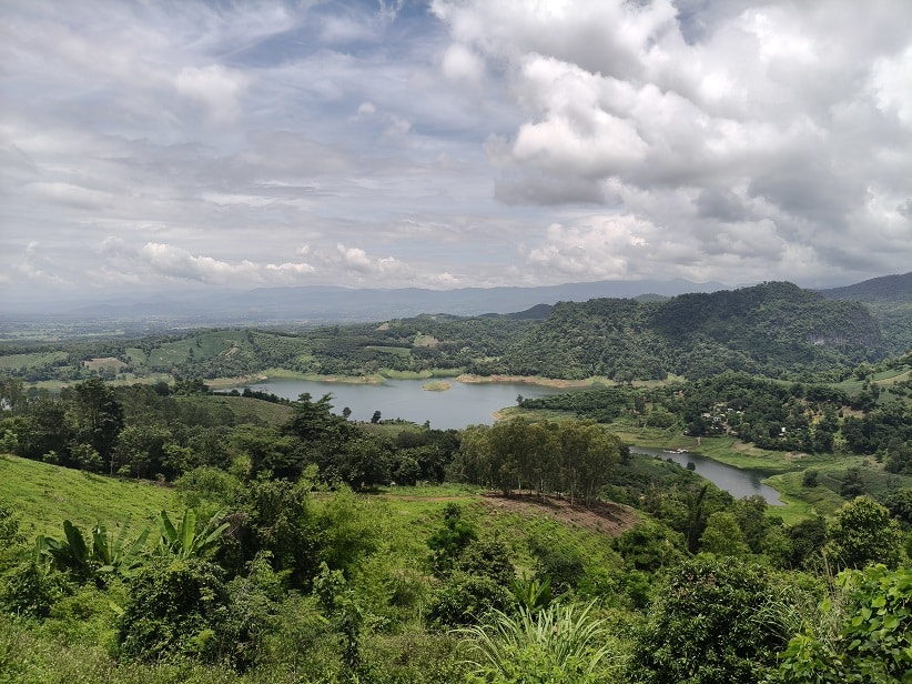 Panoramic View from Akha FarmVille Panoramic mountain landscape view from Akha FarmVille in Chiang Rai