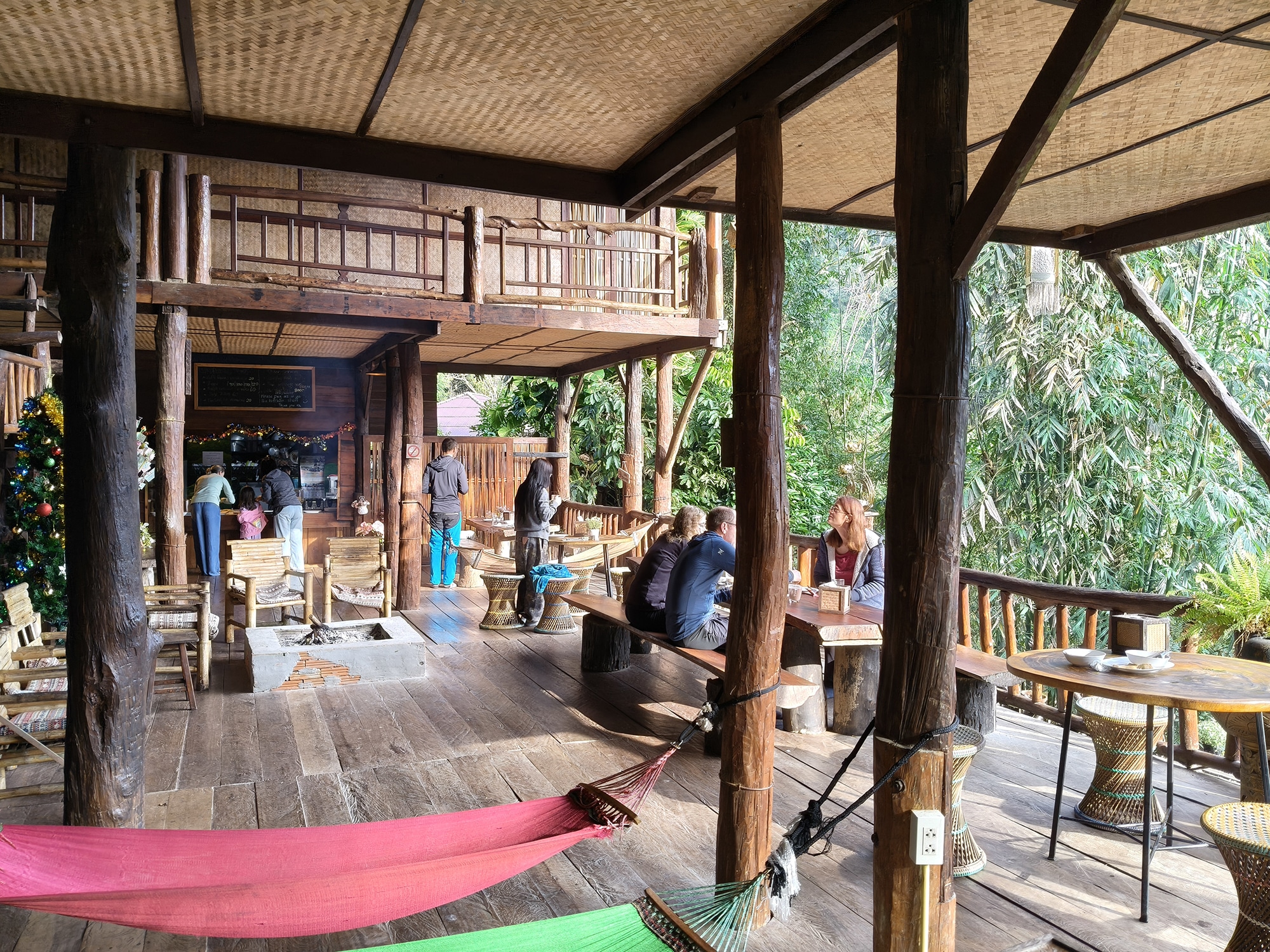 Morning Jungle Atmosphere Morning mist at Ban Tarnchevee Homestay Chiang Dao